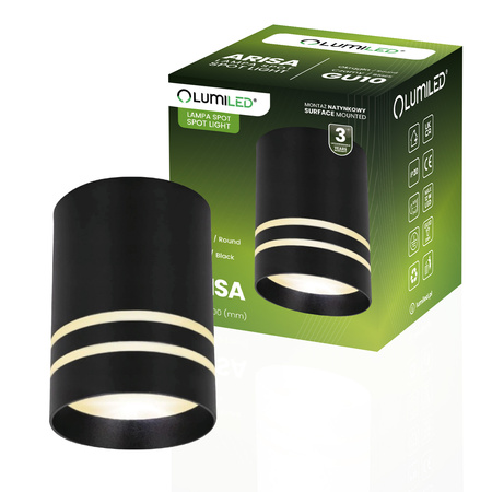 Aufputz HALOGEN Spot Tuba Beweglich ARISA GU10 LUMILED Rund Schwarz 80mm