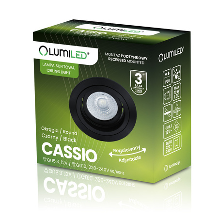 Einbaustrahler GU10, MR16 Einbauspot HALOGEN Runde beweglich Schwarz CASSIO LUMILED