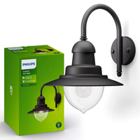 Gartenleuchte LED Wandleuchte RAINDROP myGarden E27 IP44 Nach unten gerichtete Laterne Schwarz PHILIPS