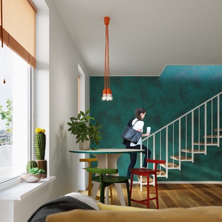 DIEGO LED Pendel-Deckenleuchte 5xE27 Orange Ausleger SOLLUX