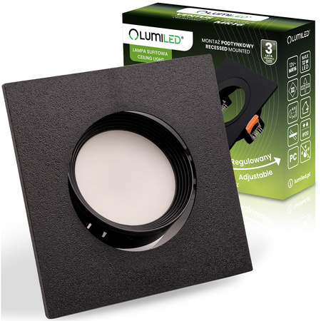 Einbaustrahler GU10, MR16 Einbauspot HALOGEN Quadrat beweglich Schwarz VENTUS LUMILED