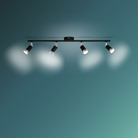 Deckenleuchte LIMBALI 4x GU10 Wandleuchte Reflektor beweglich Schwarz PHILIPS