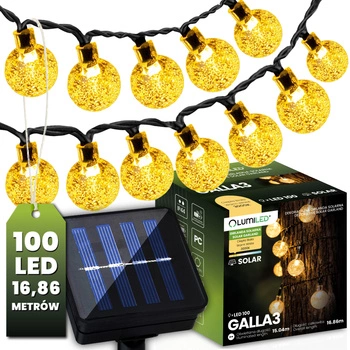 Solar Garten Girlande 100x LED Zierkugeln 16.86m 3000K Warm GALLA3 LUMILED