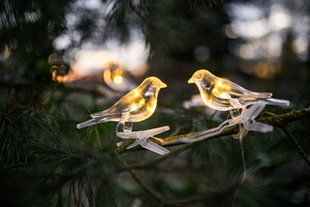 Solar Garten Girlande Lichtkette Vögel auf Clip 3,2m IP44 Warm