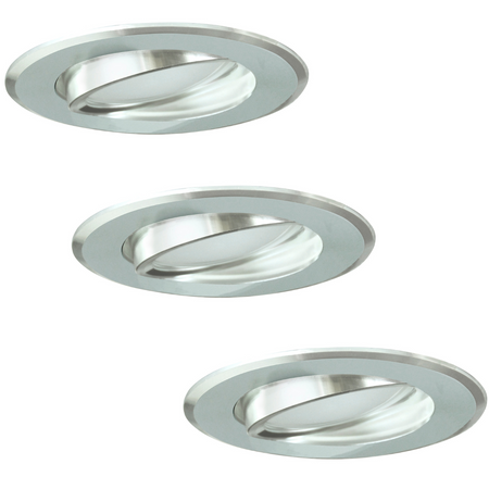 3x SUN OLAL Deckeneinbauleuchte silber glänzendes Aluminium GOLDLUX (Polux) + LED GU10 3,5W