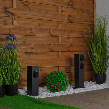Gartenpfosten IBERI Outdoor Standing 230V 40cm 4x Netzsteckdose LUMILED