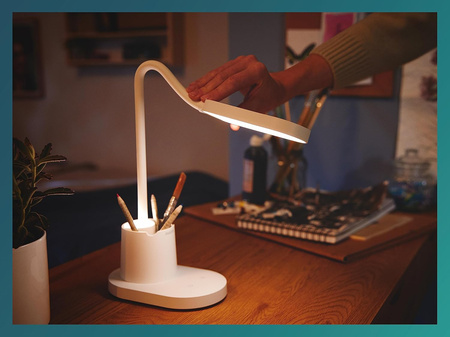 BUCKET 7W CCT LED Tisch-Schreibtischlampe dimmbar USB Weiß PHILIPS