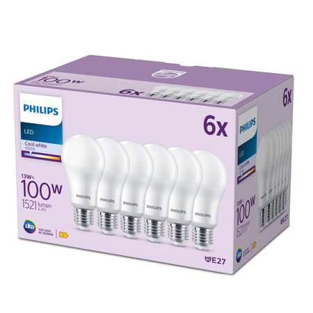 Set mit 6x E27 A67 LED-Glühbirne 13W = 100W 1521lm 4000K Neutral 180° PHILIPS