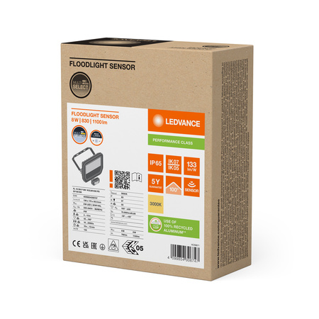 LED-Flutlicht 8W 1100lm 3000K IP65 Schwarz mit Bewegungssensor LEDVANCE Flutlicht