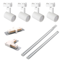 Stromschienen-Kit 1-Phasen-Schiene + 4x Reflektor GU10 Weiß LYNX Sanico Goldlux