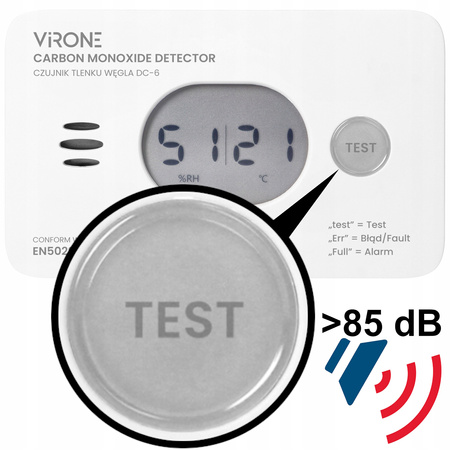 Kohlenmonoxid-Detektor mit Thermometer und Luftfeuchtigkeitssensor Batteriebetrieben