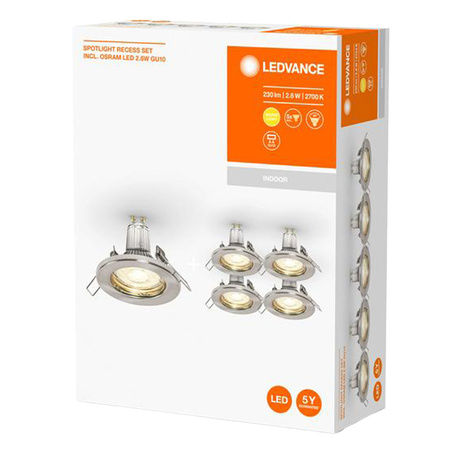 5x LED Halogenleuchte 2700K 230lm Einbau rund GU10 LEDVANCE