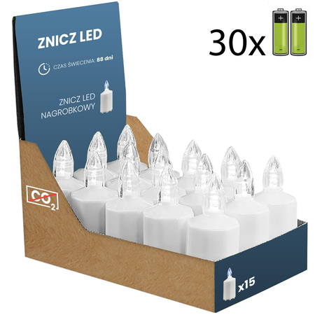 LED Grabkerzen Sparpack 15 Stück warmweiß inkl. Batterien