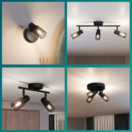 Reflektor-Deckenleuchte 4x E14 Schwarz Palmen Philips