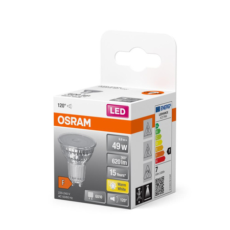 GU10 LED Leuchtmittel 6,9W = 49W 620lm 2700K Warm 120° OSRAM SUPER STAR