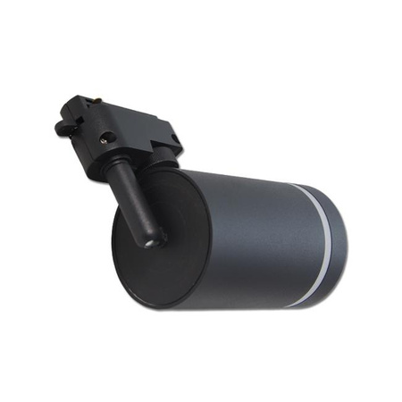 Schwarze GU10-Schienenleuchte mit dekorativem Ring für einphasige Stromschienen