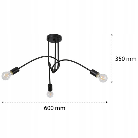 Kronleuchter Decke Pendelleuchte Dekorative 3x E27 Schwarz Nido Masterled