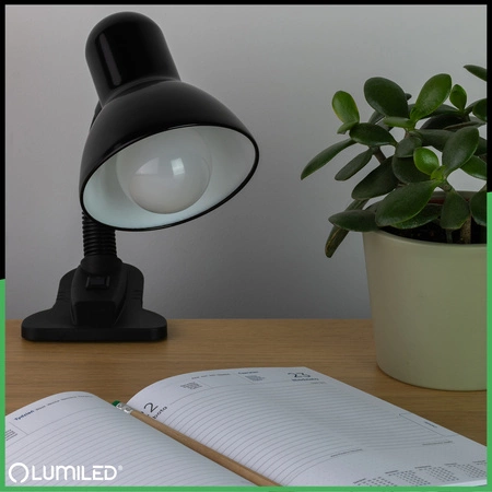 Verstellbare Tischleuchte LIRIA School Night Light E27 Clip Schwarz LUMILED
