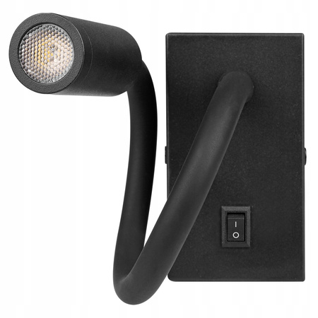 LED Wandleuchte Flexible Lesewandleuchte LEO 3W 4000K Schwarz