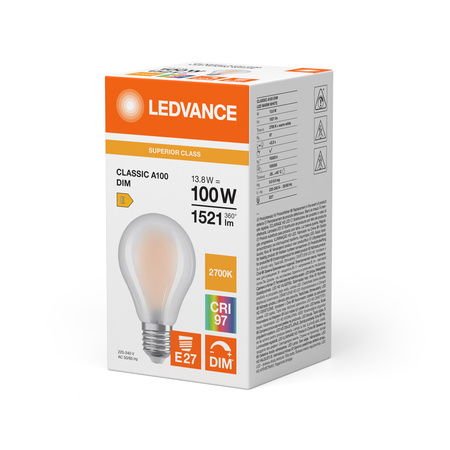 LED Lampen A67 E27 13.8W = 100W 1521lm 2700K Warmweiß FILAMENT DIMMABLE LEDVANCE