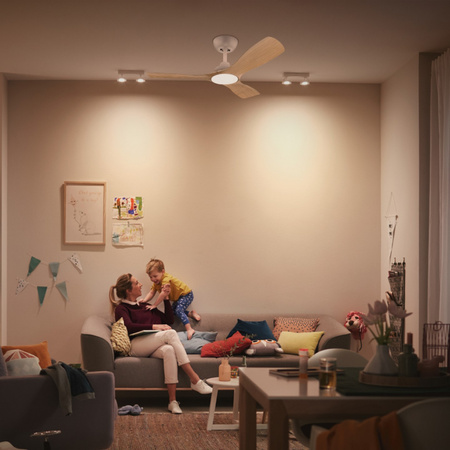 Deckenventilator 28W LED-Deckenleuchte 24W 2650lm 3000/4300/6500K CCT Braun Weiß + Pilot Olas Philips