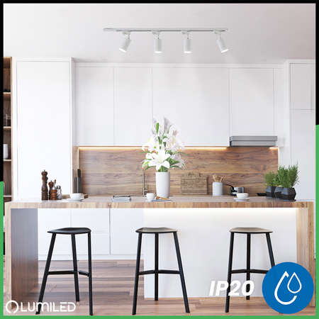 2m Stromschiene + 4x Schienenstrahler GU10 Weiß SAGI LUMILED