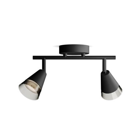 Reflektor-Deckenleuchte Aufbauleuchte 2x GU10 Schwarz Cleft Philips