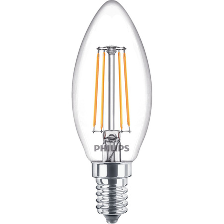 Set mit 6 LED-Kerzenlampen E14 B35 4,3 W = 40 W, 470 lm, 2700 K, warmes Filament PHILIPS