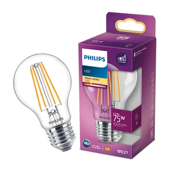 E27 A60 LED Lampen 8,5 W = 75 W, 1055 lm, 2700 K, warmes Filament PHILIPS