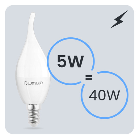 6x LED Lampen E14, Glühbirne BA35 5W = 40W 470lm 180° 4000K neutral LUMILED