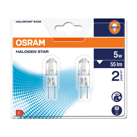 LED Lampen 2x Halogen G4 5W 55lm 2700K 12V Warm Dimmbar OSRAM HALOSTAR