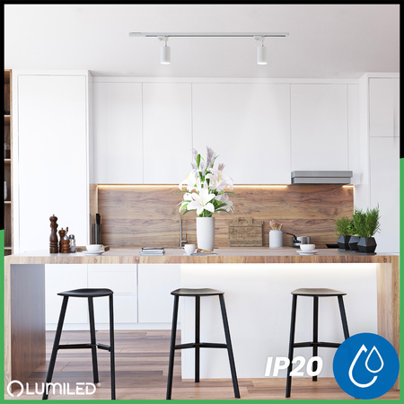 1m Stromschiene + 2x Schieneinstrahler GU10 Weiß RITI LUMILED