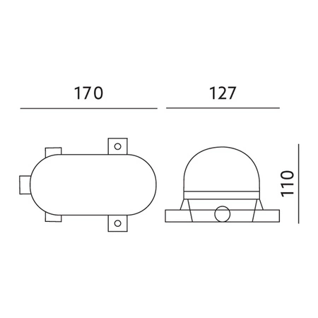 LED E27 CHANNEL Garagenleuchte Oval 60W Raster Metall IP44 Weiß KOBI