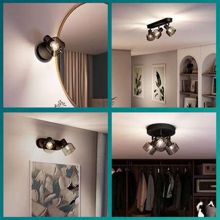 Reflektor-Deckenleuchte 4x E14 LED Black Sleet Philips