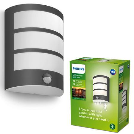 Gartenlampe LED Wandleuchte PYTHON IR myGarden 6W 2700K IP44 mit Bewegungs- und Dämmerungssensor Schwarz PHILIPS