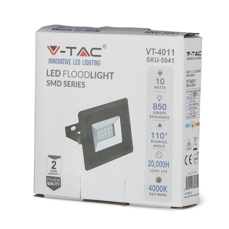 LED Fluter 10W 850lm 4000K IP65 Schwarz SMD VT-4011B V-TAC