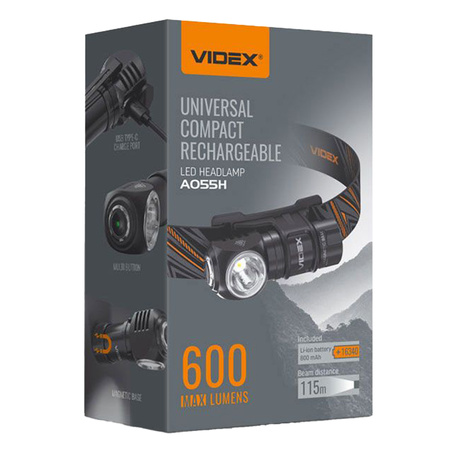 Wiederaufladbare wasserdichte LED-Kopftaschenlampe 10W 600lm 5700K A055H VIDEX