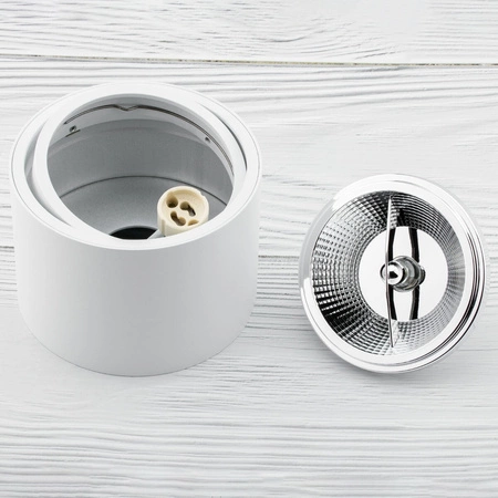 HALOGEN Aufbaustrahle 10cm, Aufbauspot Metall Tuba Spot Weiß + LED GU10 ES111 15W COB 3000K LUMILED