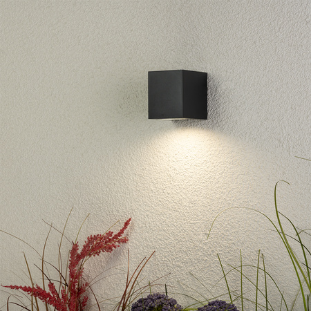 Wandleuchte Außen GU10, Garten-Wandleuchte Schwarz Quadratisch ALLIUM LUMILED