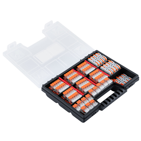 Schnellverbinder Installationsverbinder-Set Set mit 100 Teilen – 40 x 2 x 4 mm 40 x 5 x 4 mm 20 x 1+1 + Organizer-Koffer