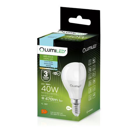 6x LED Lampen E14, Glühbirne P40 5W = 40W 470lm 180° 6500K kalt LUMILED