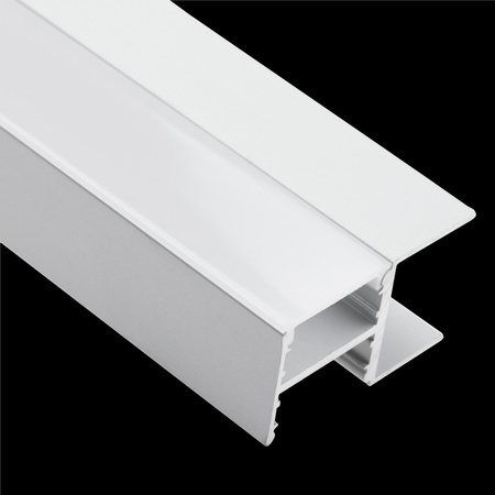 Aluminium-Anodierter Möbelprofil für LED-Streifen KM48 mit Milchglasabdeckung und Endkappen, 2m Silber LUMILED