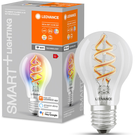E27 A60 LED Lampen 4,5W = 30W 2700K Warm RGB 300lm 300° LEDVANCE SMART+ WIFI Filament Dimmbar