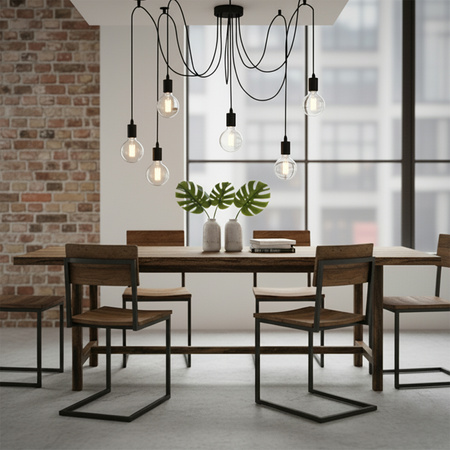 Pendelleuchte mit 6x E27-Sockeln einstellbare, Hängelampe Schwarz mit 6-fach Pendel Spinne Arane LUMILED