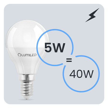 6x LED Lampen E14, Glühbirne P40 5W = 40W 470lm 180° 4000K neutral LUMILED