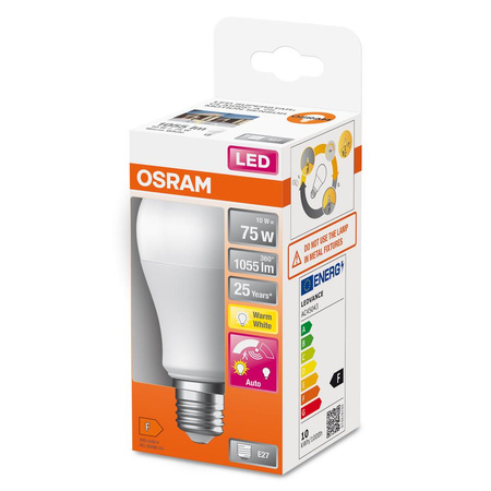 LED-Lampe A60 E27 10W = 75W 1055lm 2700K Warm 200° mit Bewegungs- und Dämmerungssensor CLASSIC Osram