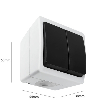 Hermetischer Schalter doppelter oberflächenmontierter Kerzenständer AQUATIC MINI IP54 ORNO Weiß - Schwarz