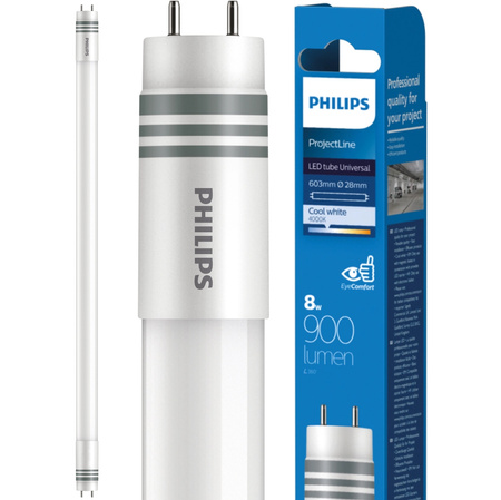 LED-Leuchtstoffröhre T8 G13 8W = 18W 900lm 4000lm Neutral 240° 60cm Universal High Output Philips