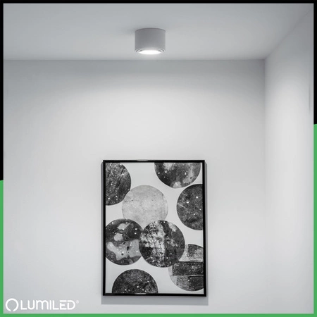 Halogen-Aufbauleuchte, Aufbauspot 50mm Runde Tube Weiß AMAT-S+LED-Einsatz 5W 3000K LUMILED