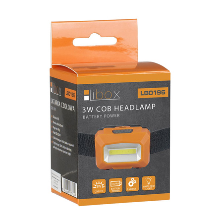 COB LED Akku-Stirnlampe 3W 250lm 3x AAA LEISTUNGSFÄHIGE Lampe LB0196 LIBOX